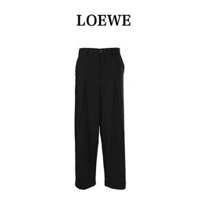 LOEWE solid color zipper straight fit casual pants men's black 48